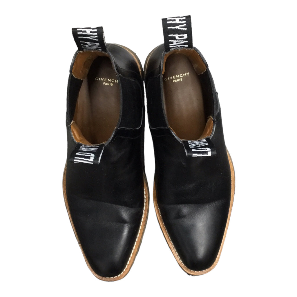 Givenchy Mens black chelsea leather pointy boots with logo slip on sz 7 y2k
