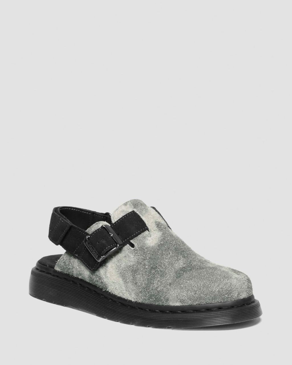 NWB Dr Martens Jorge II Hairy Suede Slip On Slingback Mule Gray Black Mns Sz 8