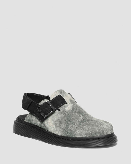 NWB Dr Martens Jorge II Hairy Suede Slip On Slingback Mule Gray Black Mns Sz 8