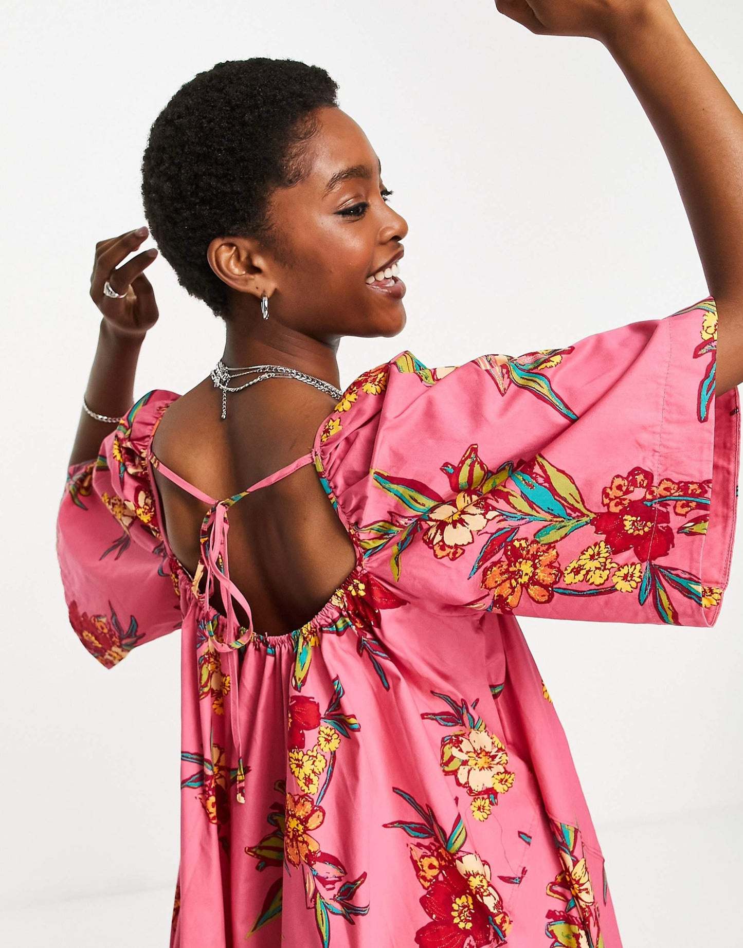 NWT Free People Jodie Printed Tunic Sunrise Combo Floral Leaf Print Wmn Sz XS