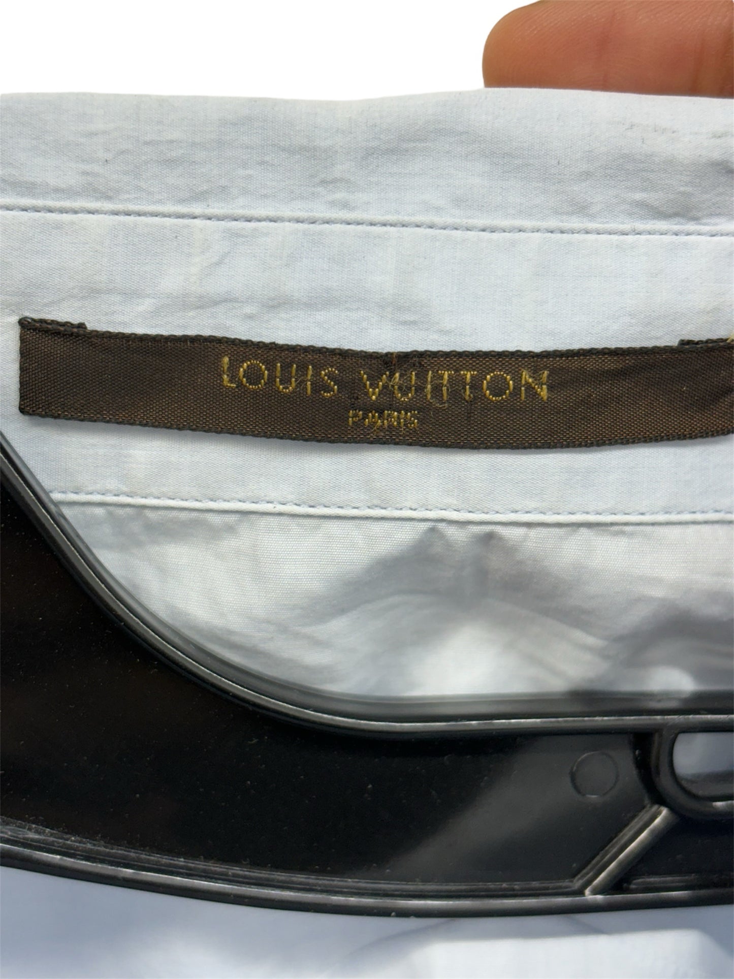 Louis Vuitton Men Textured Solid Blue Long Sleeve Button Shirt Sz L