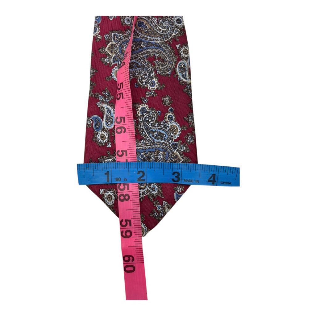 Vtg Christian Dior 100% Silk Burgundry Paisley Print Mns Tie