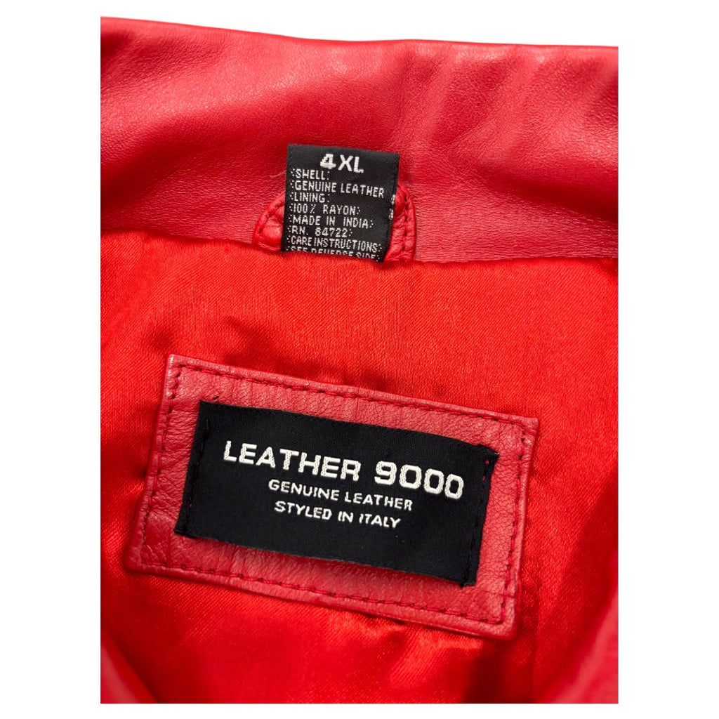 LEATHER 9000 Men's Kappa Alpha Psi Fraternity Leather Varsity Jacket Coat Red Cream D9