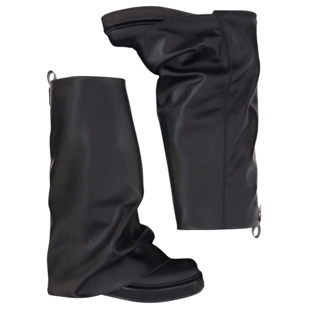 THE ATTICO WOMENS ROBIN BLACK LEATHER Y2K MULTILAYER SHARK COMBAT BOOT SZ 41