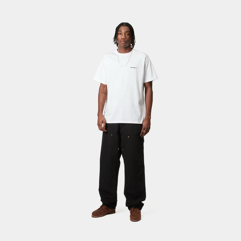 NWT Carhartt Wip Men Double Knee Black Rinsed Dearborn Canvas Pants Size 34