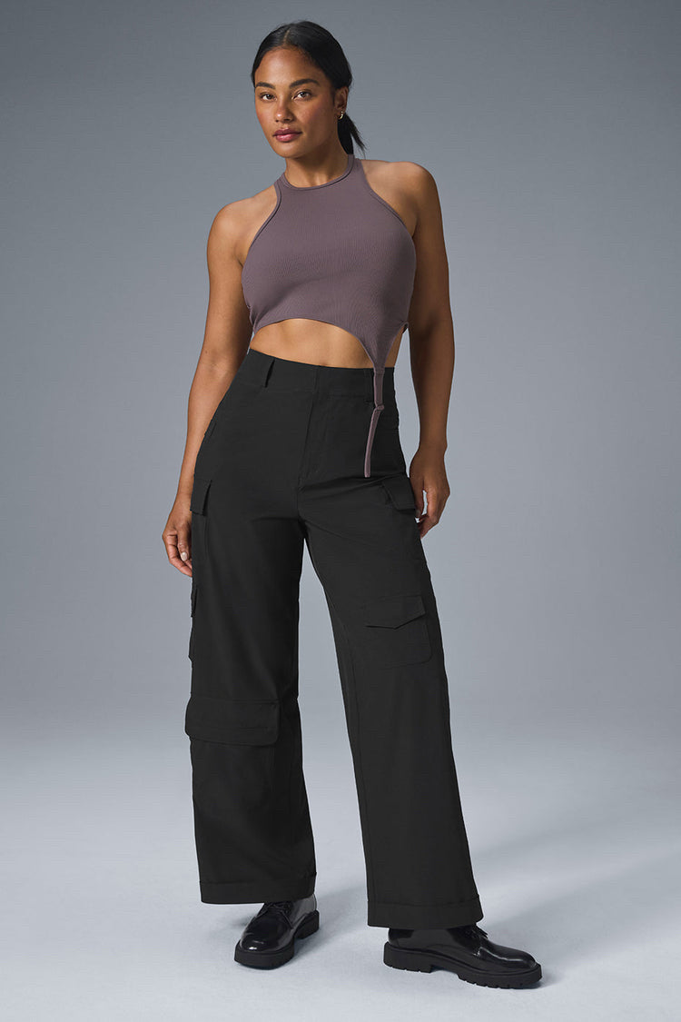 NWT Alo Yoga Mid Rise Workwear Black Cargo Pants Wmns Sz M