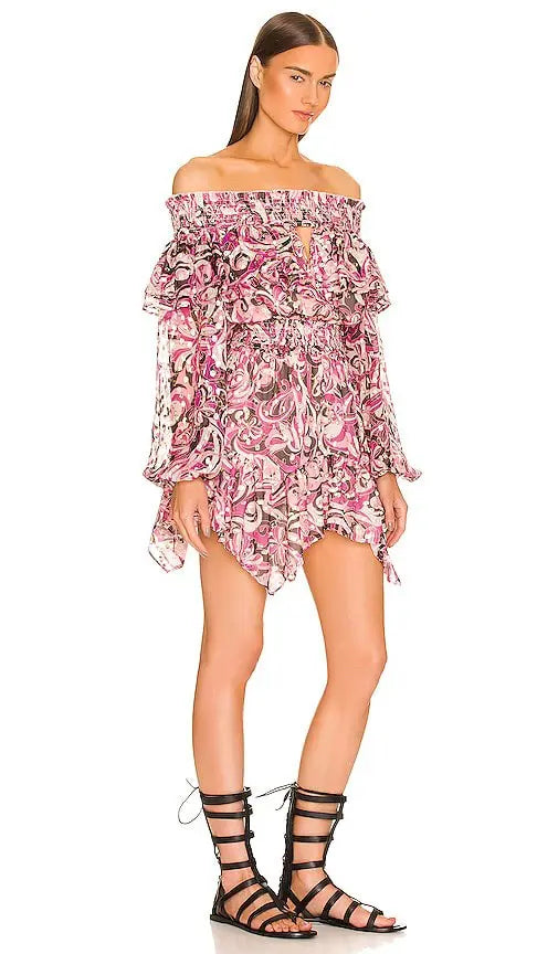 NWT Dundas X Revolve Fleetwood Mini Silk Dress Sz S Multi Color Floral
