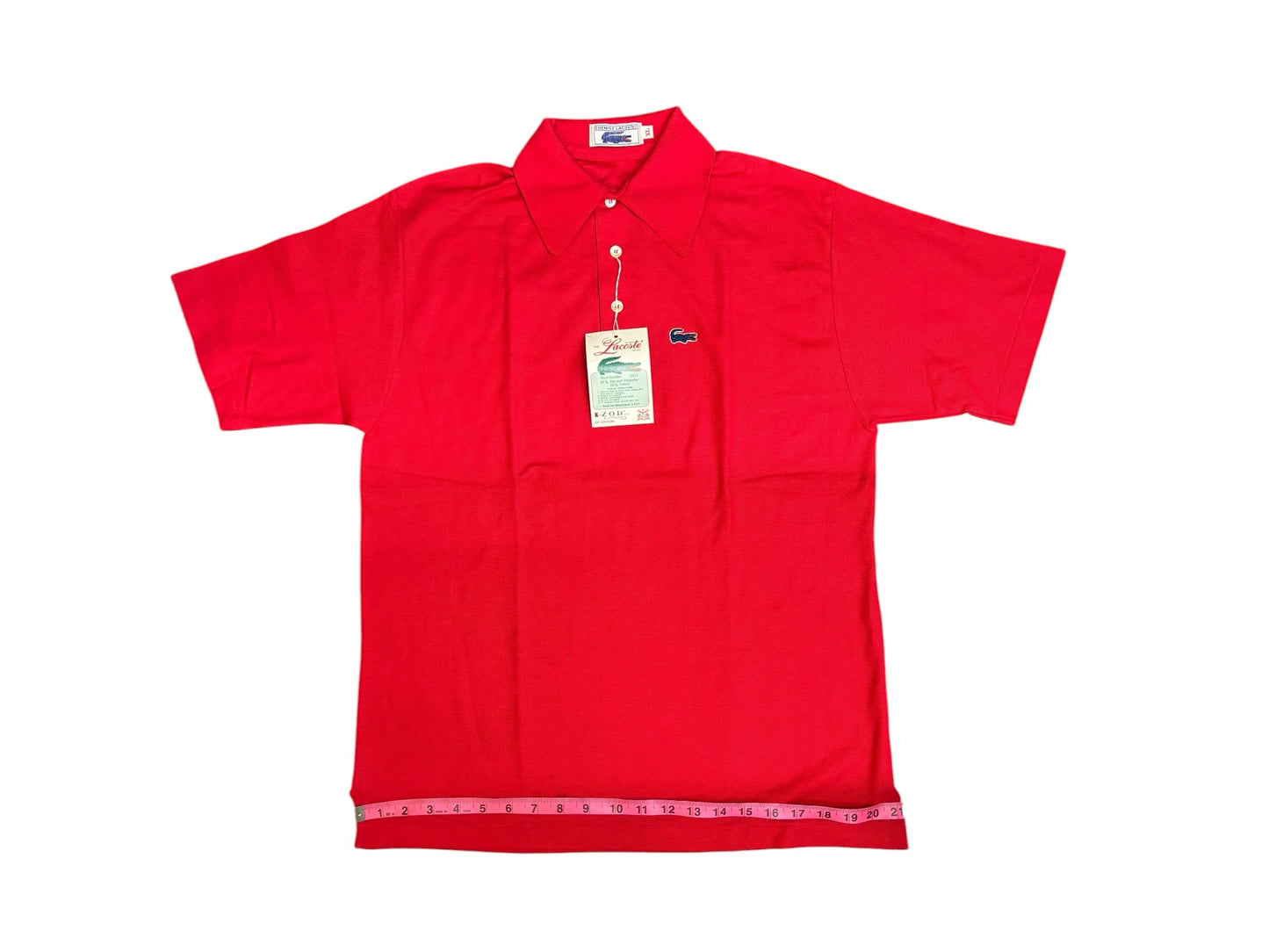 NWT 70s Vintage Izod Chemise Lacoste Red Embroidery Logo Polo Men Sz XL