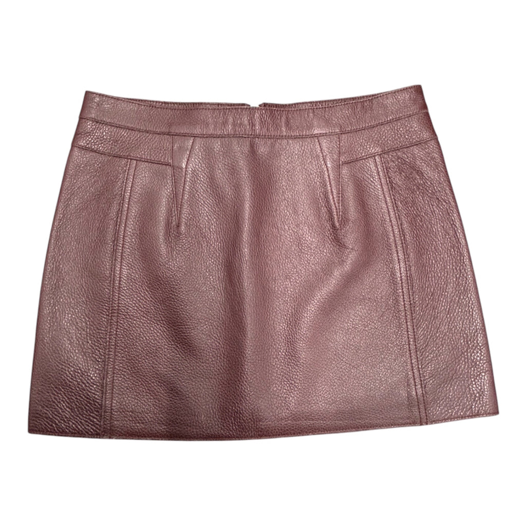 Alexander Wang Oxblood Cow Hide Wms Sz XS Pebbled Leather Mini Skirt Burgundy