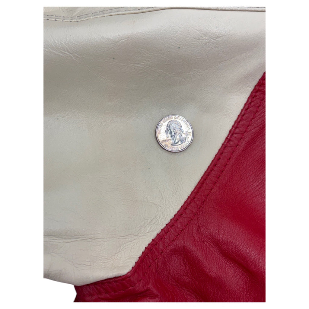 LEATHER 9000 Men's Kappa Alpha Psi Fraternity Leather Varsity Jacket Coat Red Cream D9
