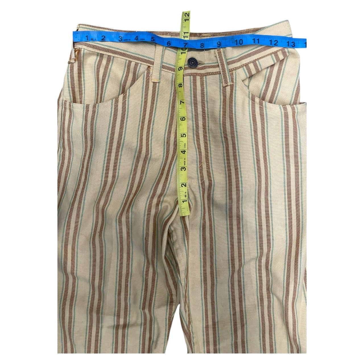 70s Vintage Levi's Sta-Prest Tan Striped Slack Pants Women's Sz 26W