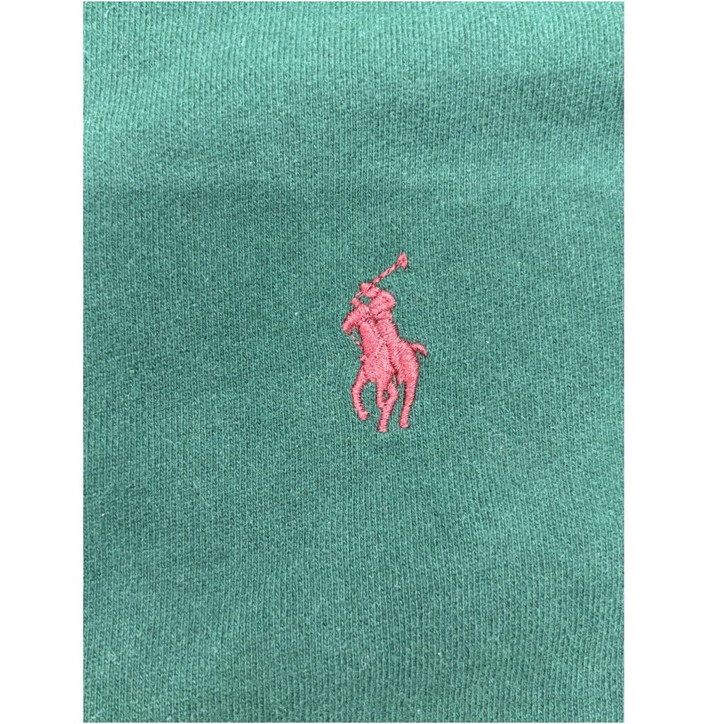 VTG Polo Ralph Lauren College Green Jersey Knit Varsity Zip Up Jacket Mns Sz S