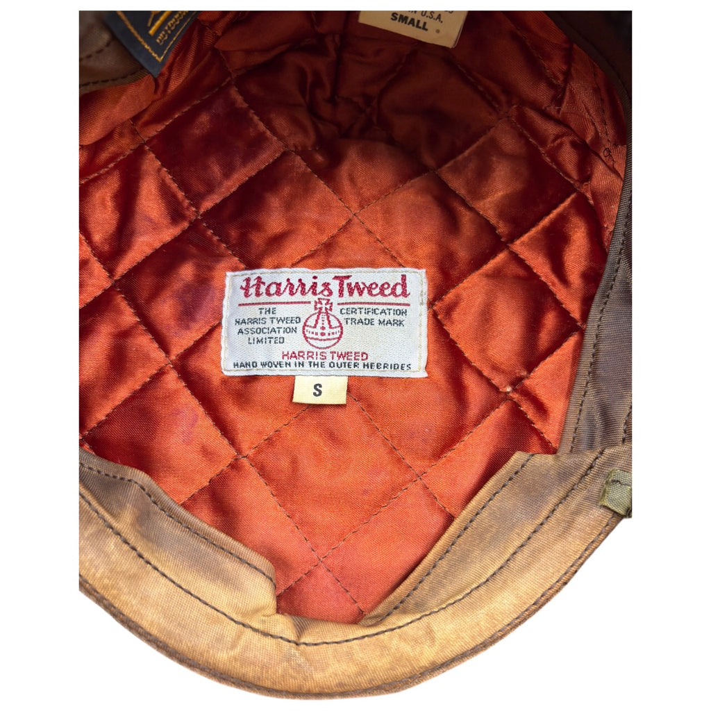 Eddie Bauer Harris Tweed Y2K Vintage Brown Wool Newsboy Button Earflap Closure Hat Sz S