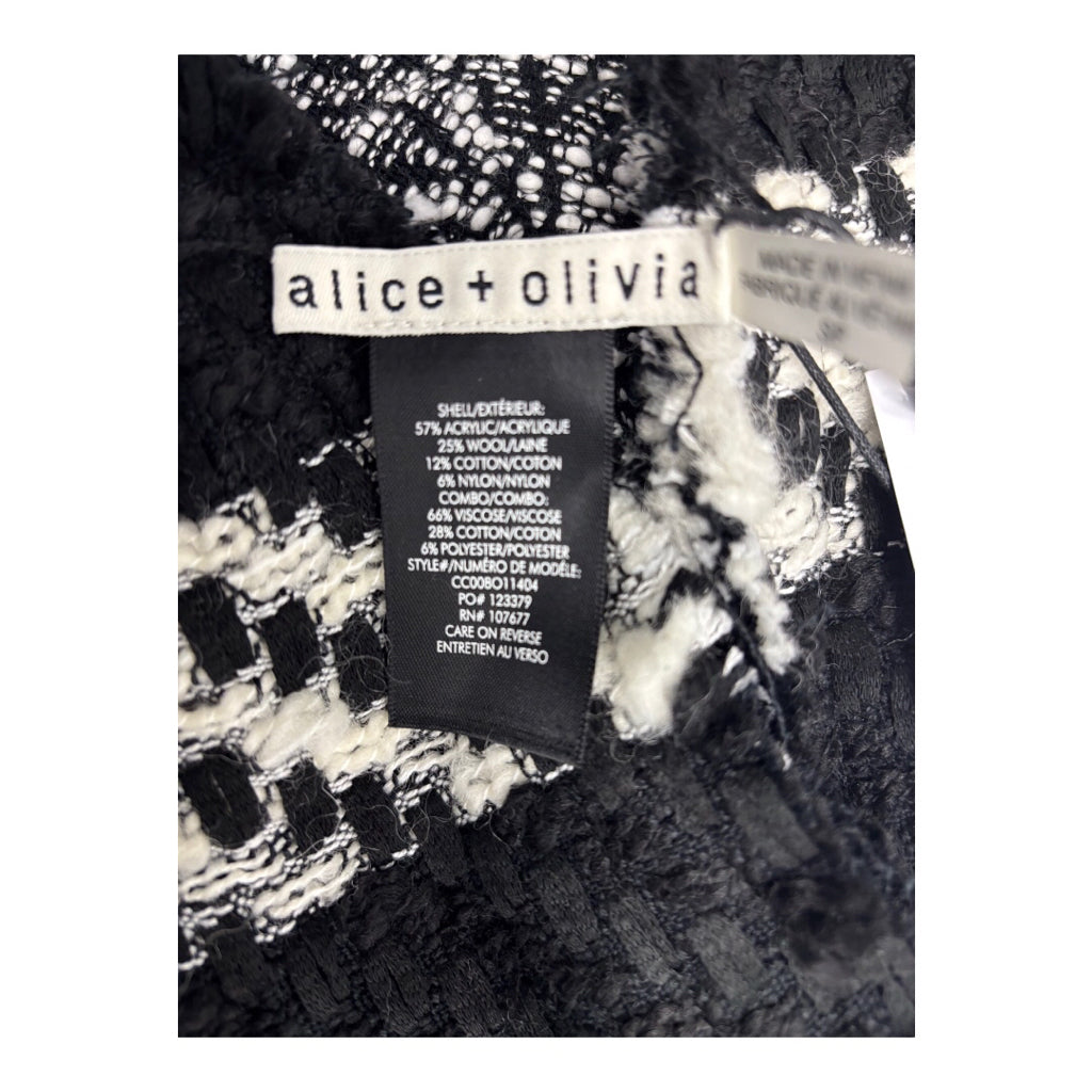 NWT Alice + Olivia Black/White Jorgie Reversible Sweater Coat Wms Sz S