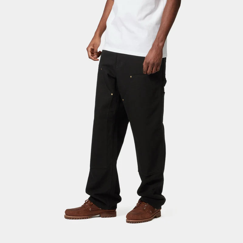 NWT Carhartt Wip Men Double Knee Black Rinsed Dearborn Canvas Pants Size 34