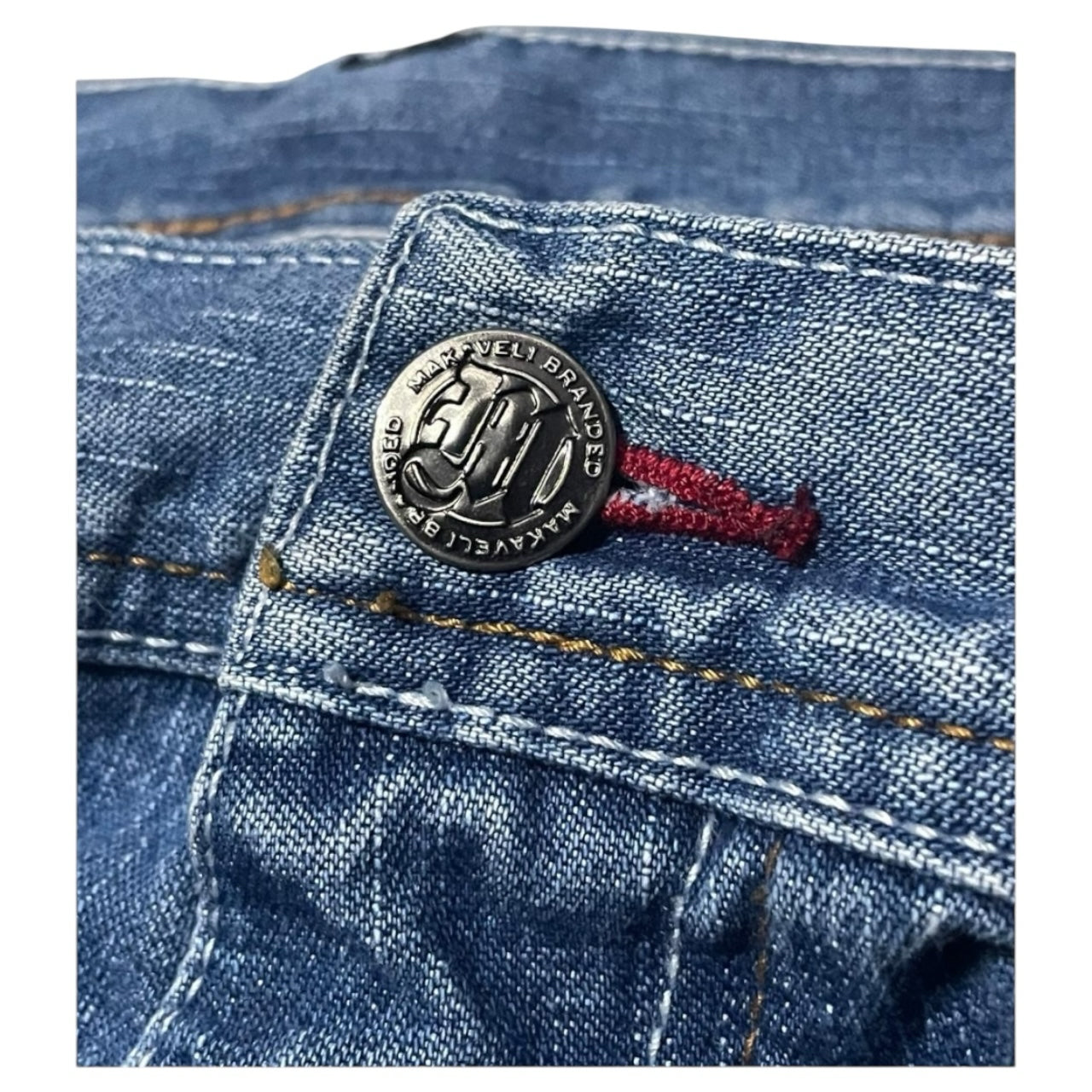 Y2K Rare Makaveli JNCO-Like Tupac Graphic Medium Wash Blue Jeans Sz 42x34