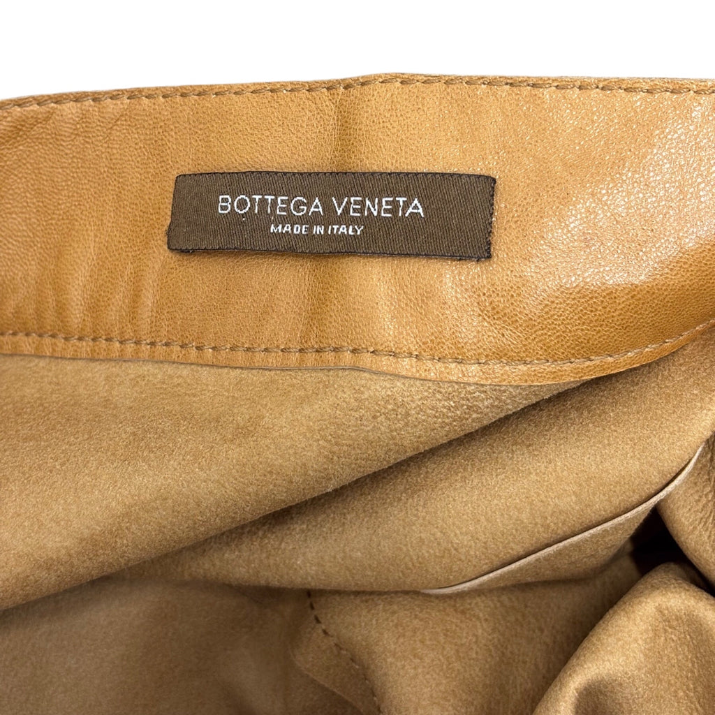 Vintage Bottega Veneta Leather Tan Women Shirt Sz 42 S