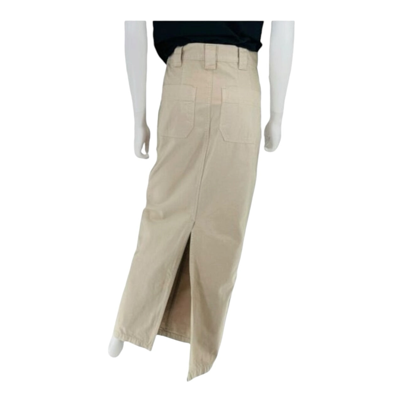 NWT Helsa Workwear Long Y2K Khaki Cream Cotton Casual Tan Maxi Skirt Sz S