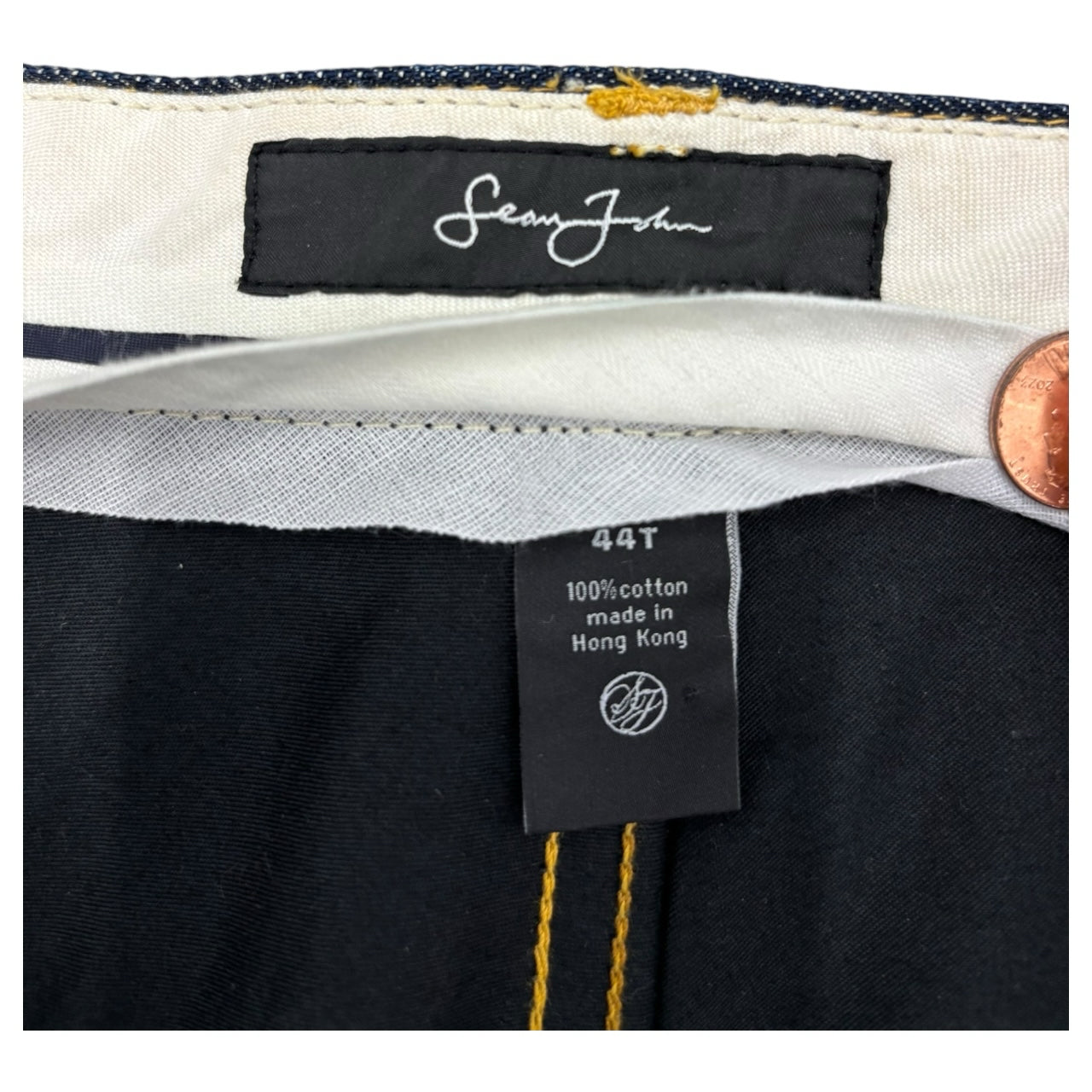 Sean John Vintage Floral Embroidered Heavy Wash Navy Jeans W44