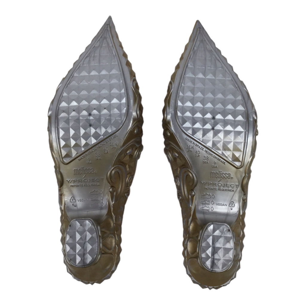Melissa Y Project Wmns Kitten Low Heel Sandals Metallic Gold Sz 9 40