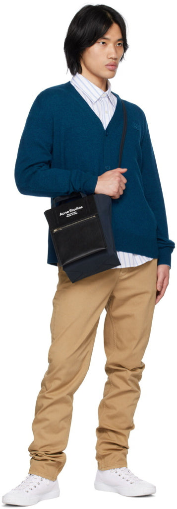 ACNE STUDIOS Black Papery Nylon Canvas & Buffed Calfskin Tote Bag