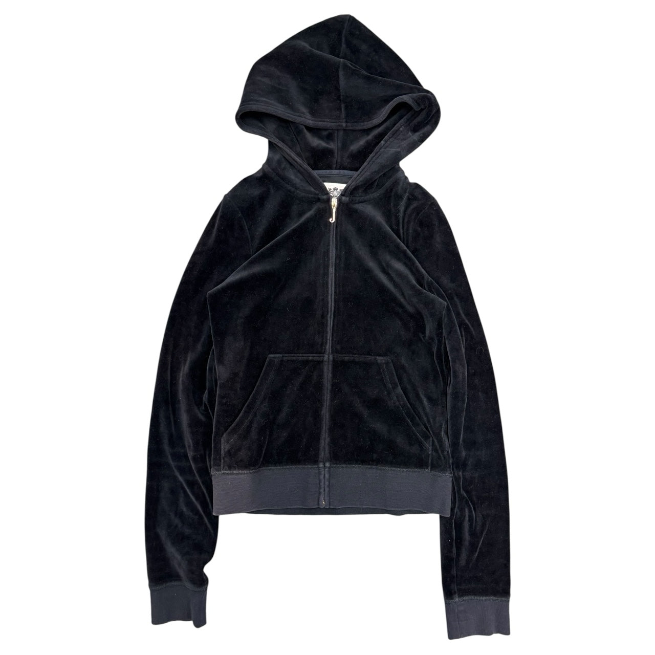 Juicy Couture Velour Black Zip Up Hoodie Wmns Sz XL