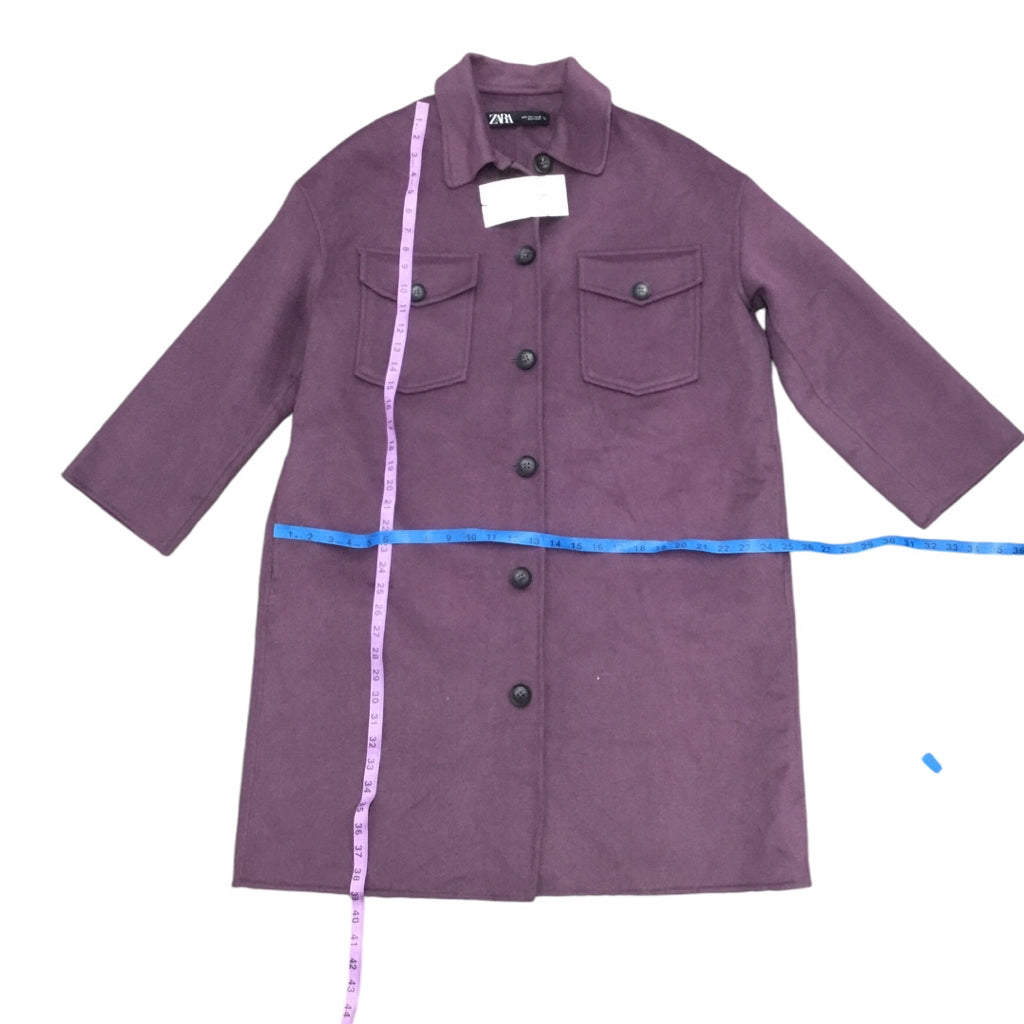Zara Women Wool Blend Purple Overcoat Sz S NWT