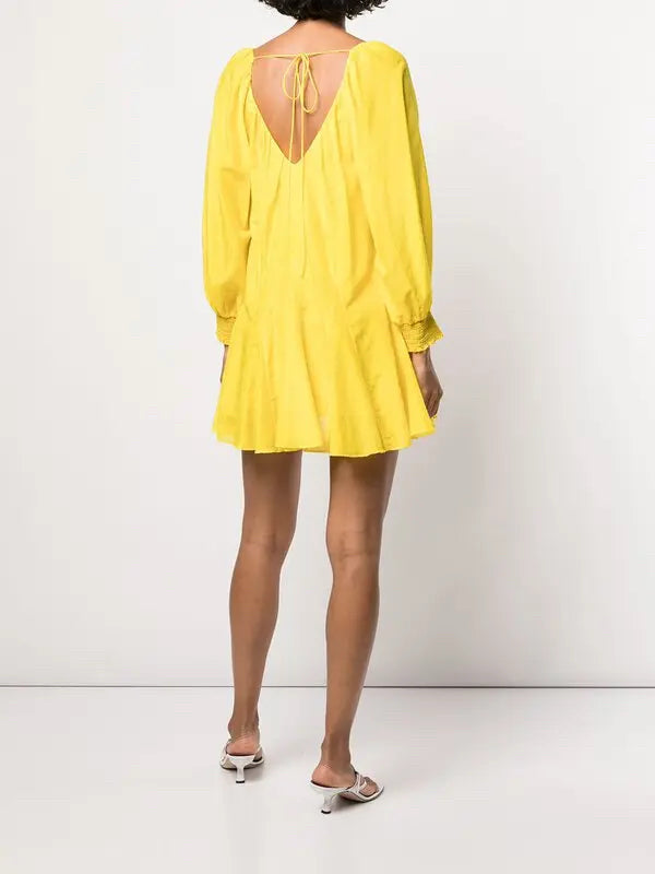 NWT Alice + Olivia Tallie Deep V Mini Box Pleated Dress In Sunbeam Wmns Sz S