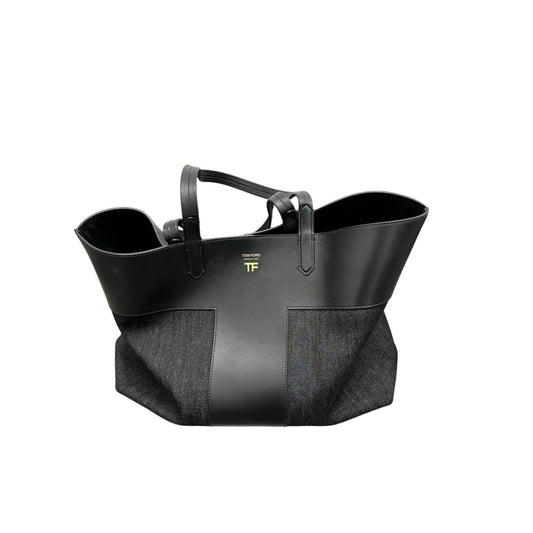 Tom Ford Women Black Gold Hardware Large Tote Handbag