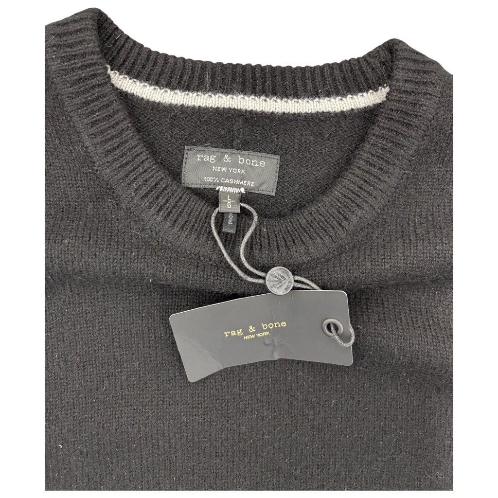 RAG & BONE Men Black Downing Cashmere Crew Sweater Sz L Casual NWT