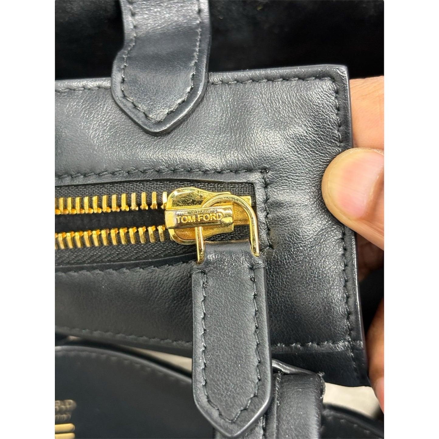 Tom Ford Women Black Gold Hardware Large Tote Handbag