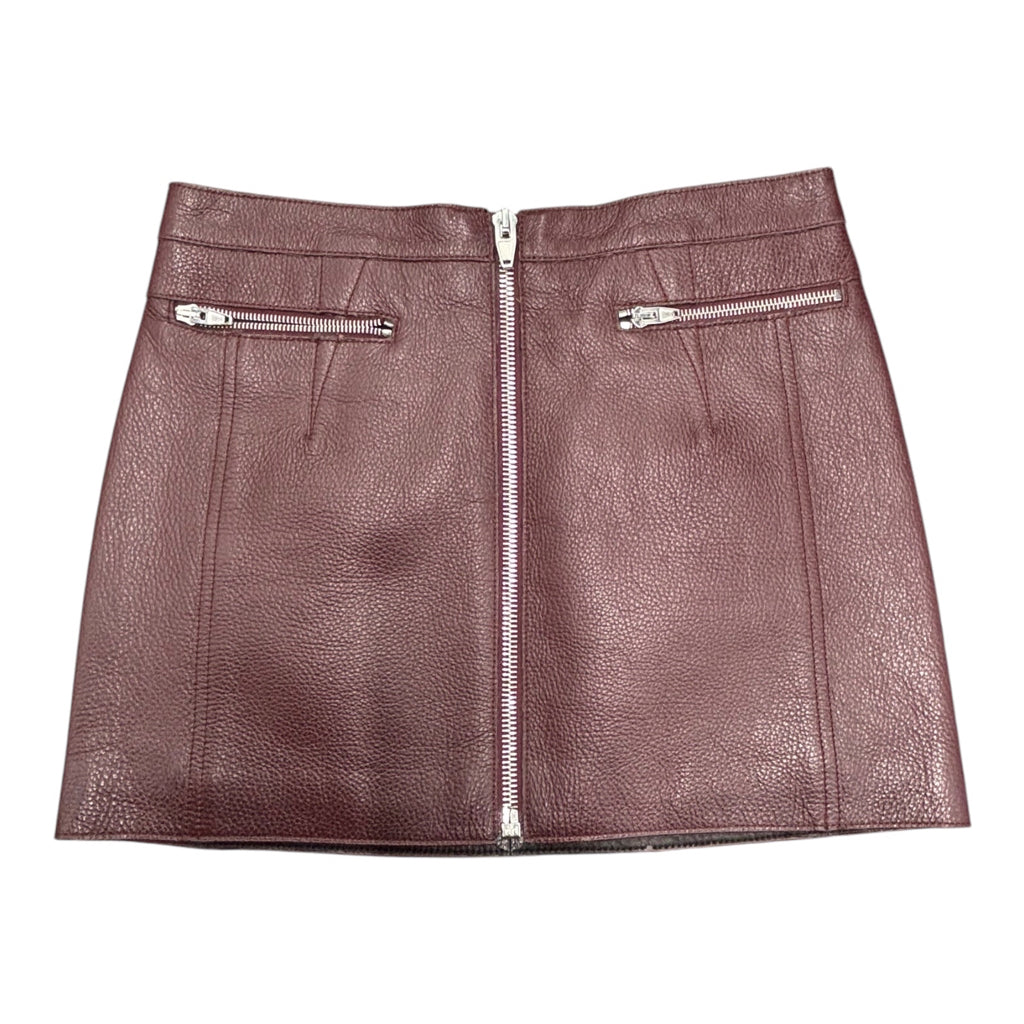 Alexander Wang Oxblood Cow Hide Wms Sz XS Pebbled Leather Mini Skirt Burgundy