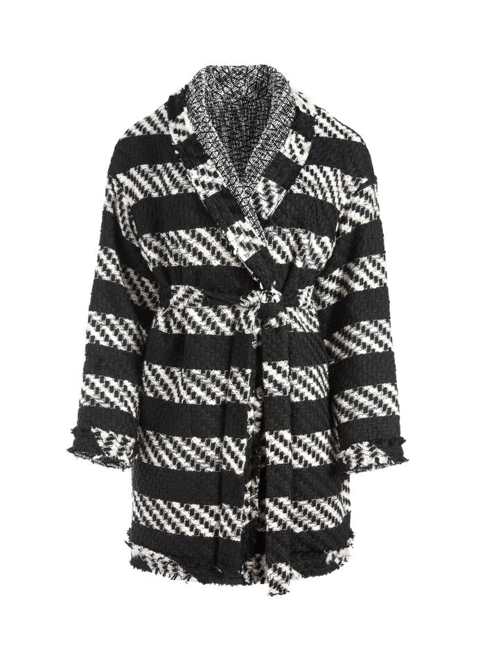 NWT Alice + Olivia Black/White Jorgie Reversible Sweater Coat Wms Sz S