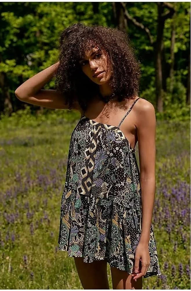 NWT Free People Intimately Get A Clue Mini Dress Black Motif Wmns Sz S