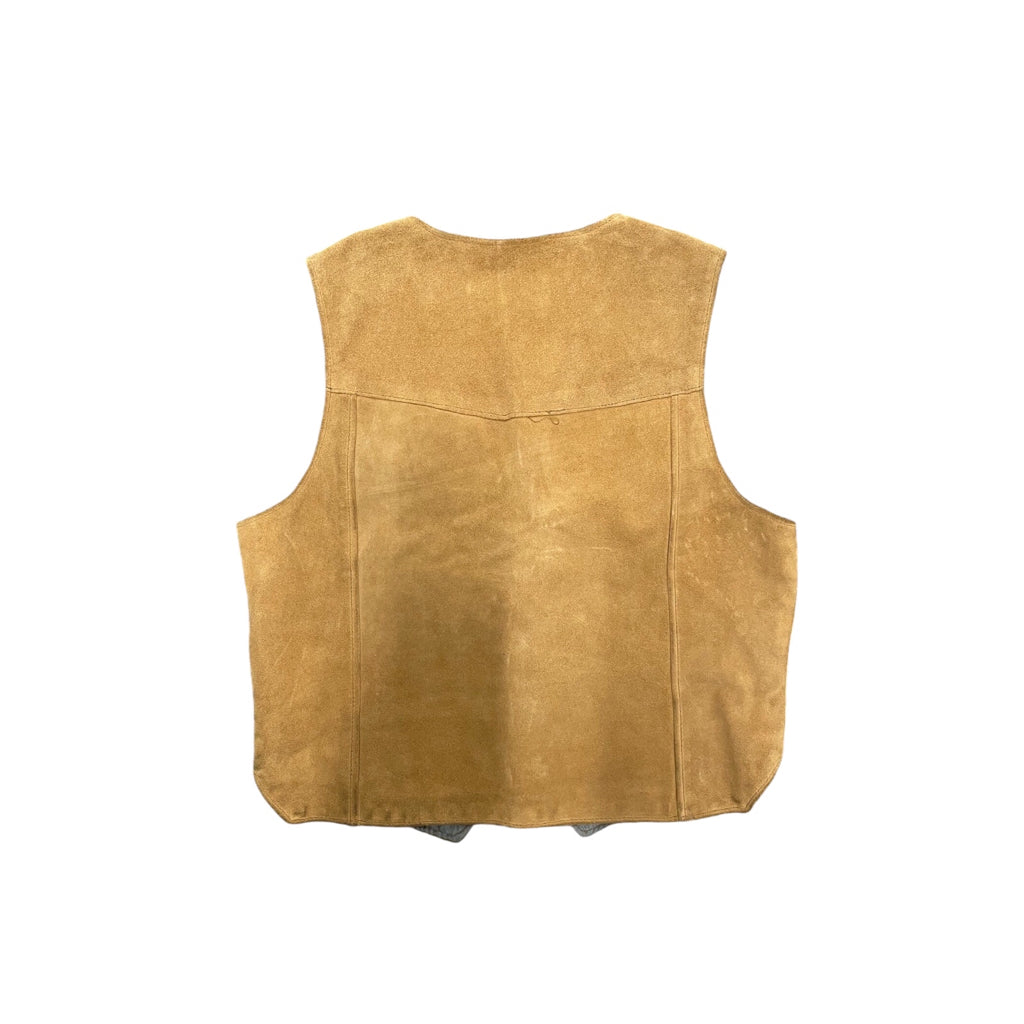 Vintage 90s Men Rancher By Schott NYC Tan Western Suede Leather Sz L