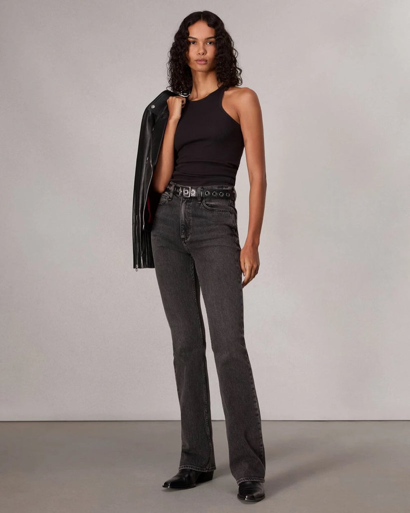 NWT Rag n Bone Peyton Bootcut Jean Vintage Stretch Denim inky Black Sz 24 womens