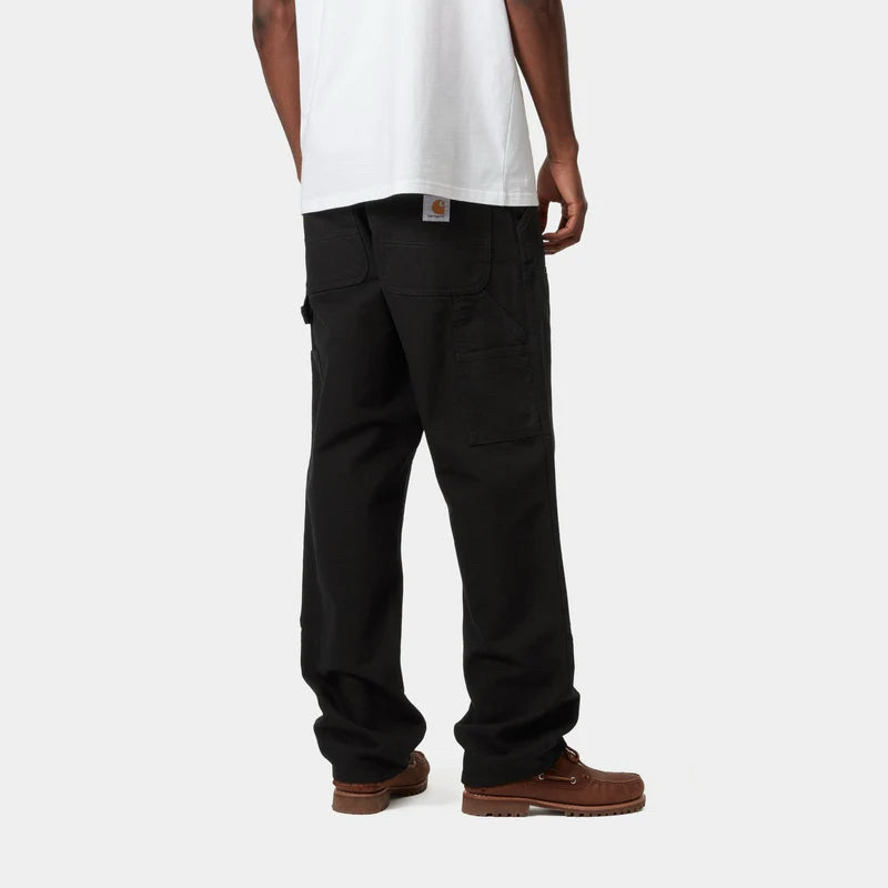 NWT Carhartt Wip Men Double Knee Black Rinsed Dearborn Canvas Pants Size 34