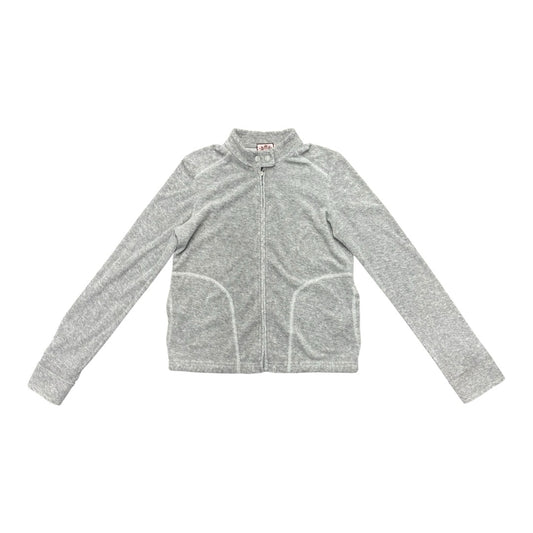 Vintage Juicy Couture Gray Velour Zip Up Biker Sweater Jacket Size M