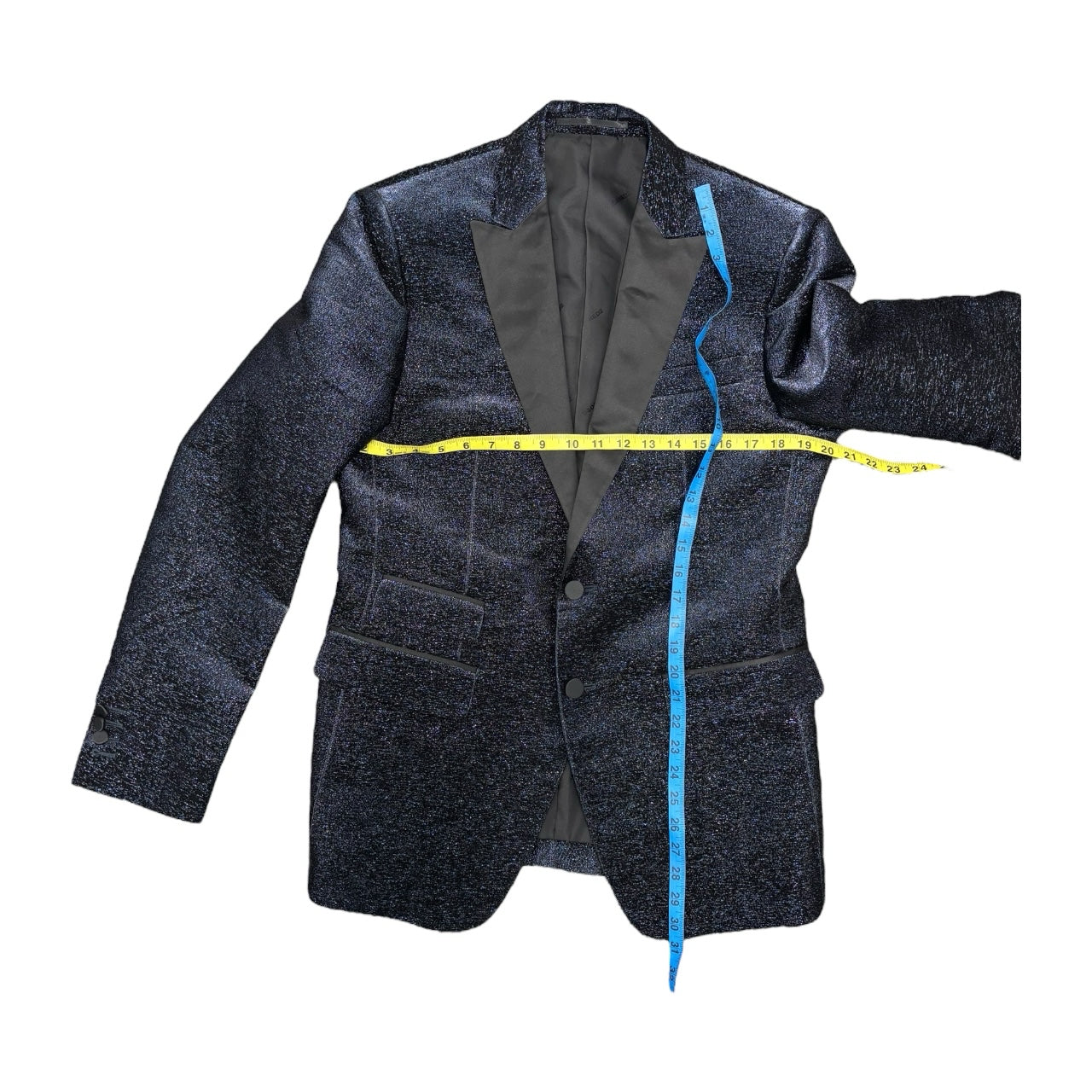 DSQUARED2 GLITTER TWEED BLUE BLACK SLIK BLEND SUIT BLAZER SZ 52