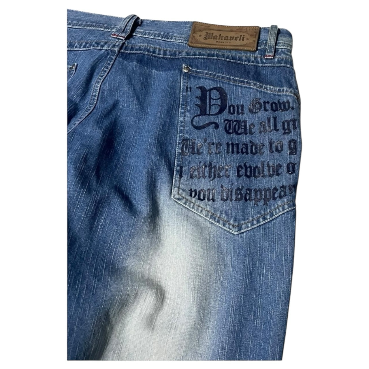 Y2K Rare Makaveli JNCO-Like Tupac Graphic Medium Wash Blue Jeans Sz 42x34