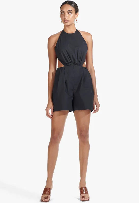 NWT Staud Georgia Black Halter Romper Wmns Sz 6