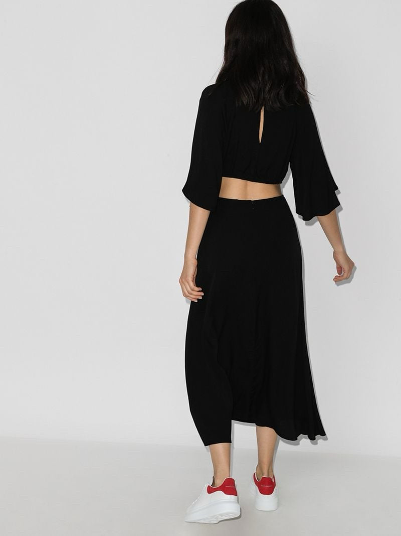 NWT Reformation Benny Cutout Midi Black Dress Wmns Sz 4 Flared Skirt
