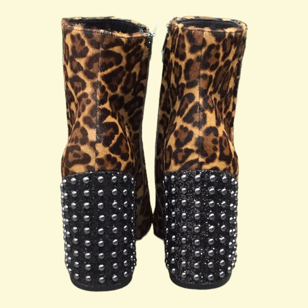 NIB JESSICA SIMPSON Cheetah Boots Black Studded Heel 9 M