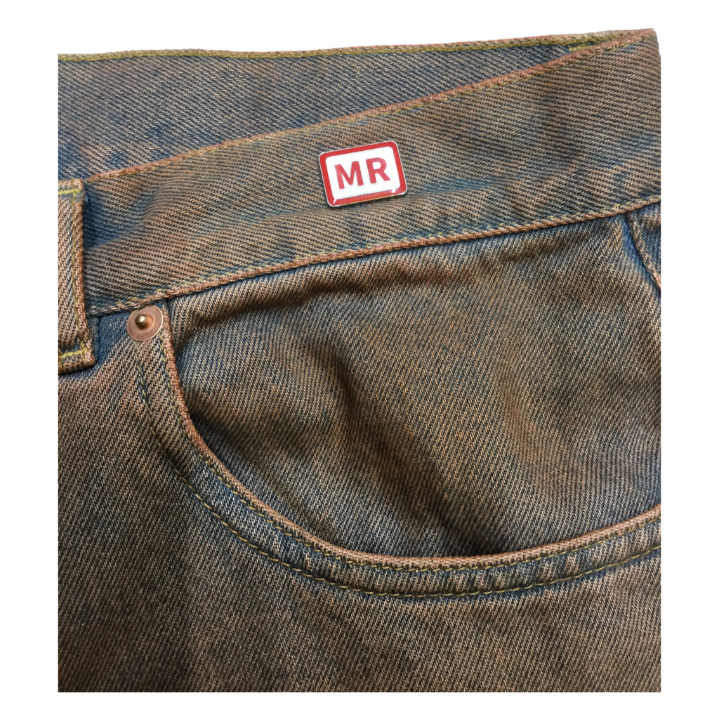 Martine Rose Blue/Brown Acid Wash Men Denim Jeans Size L Wide Straight y2k 90s