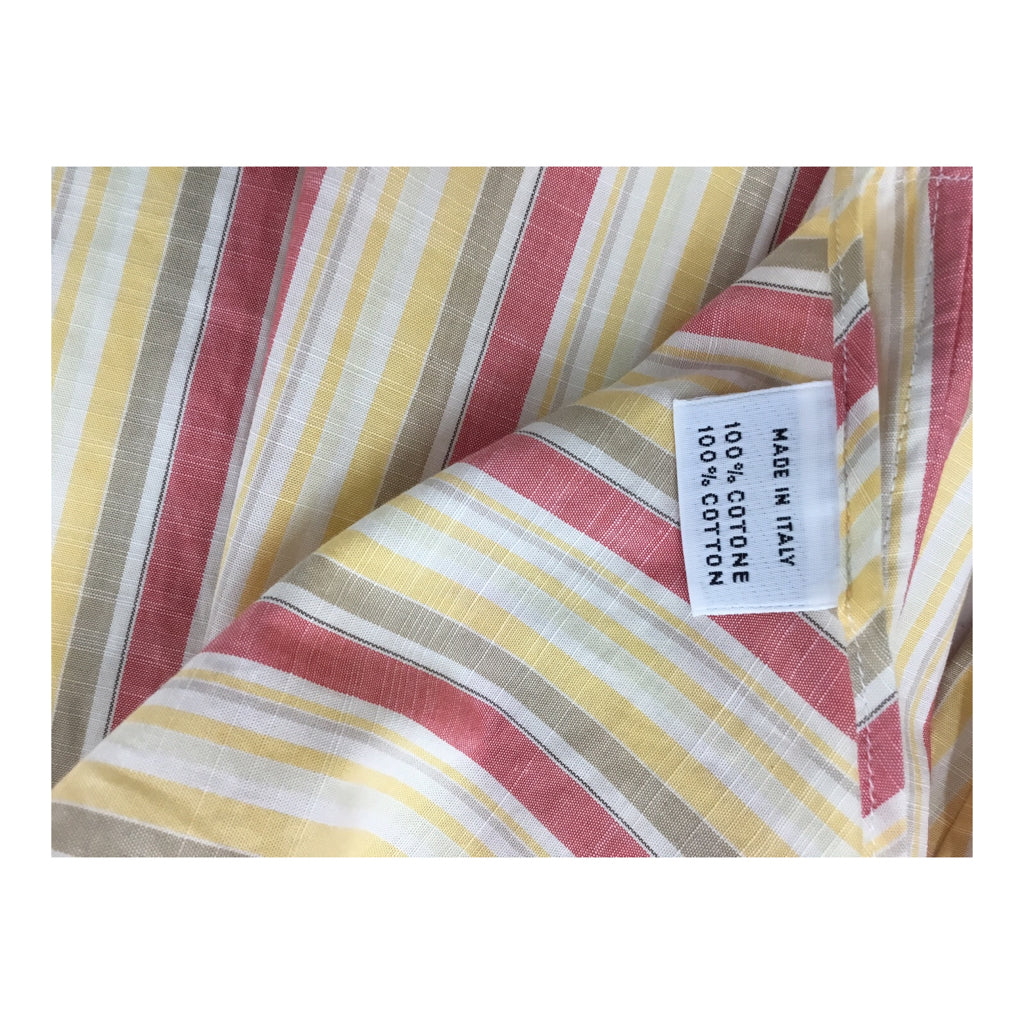 LORO PIANA Stripped Long Sleeve Button Up Multi-color Red/Yellow Mens Sz L