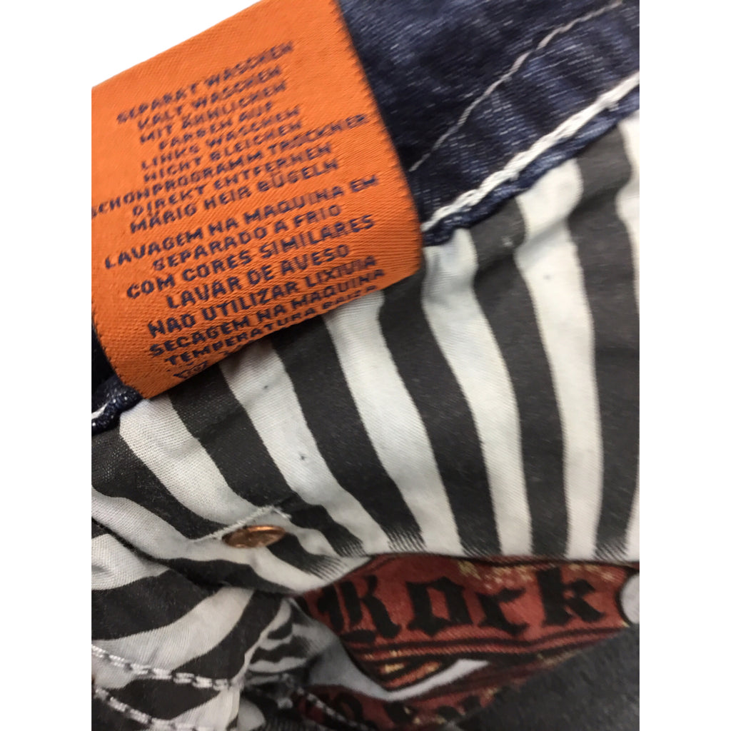 ROCK REVIVAL PatchWork Jeans Wide Leg Men Size 44 Blue Denim Brand New Designer