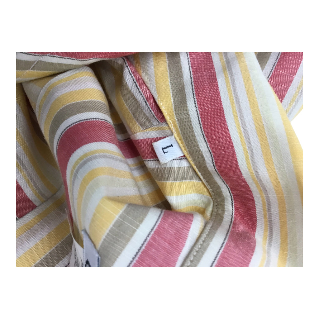 LORO PIANA Stripped Long Sleeve Button Up Multi-color Red/Yellow Mens Sz L