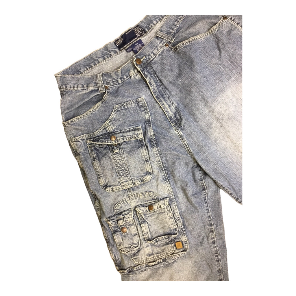 Den Em Jenz Omavi Oversize Blue Distressed Denim Shorts Men's Size 40 Vintage