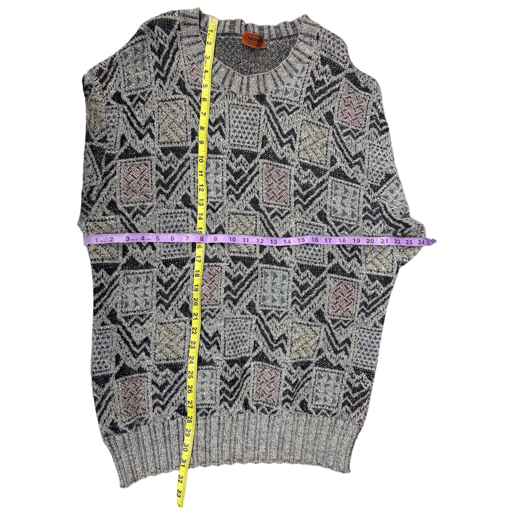 MISSONI Mens Wool Blend Alpaca Sweater Made In Italy Size 52 Gray Grey Black VTG