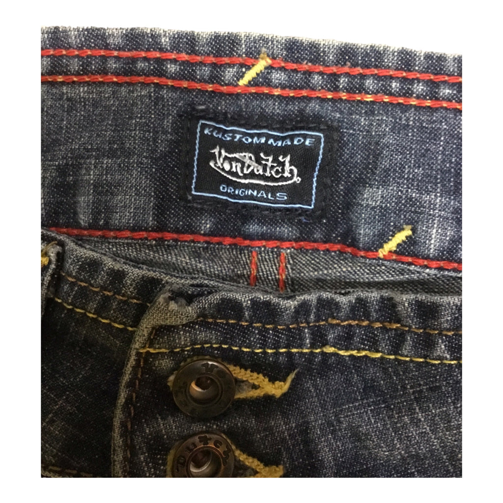 Von Dutch Y2k Low Rise Flares Vintage Denim Blue Womens Jeans Sz 28 RARE